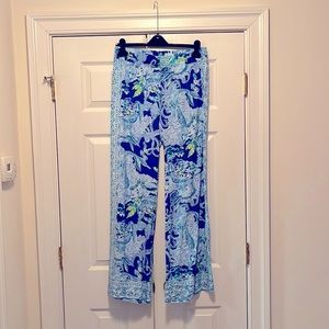 Lilly Pulitzer SZ M Palazzo Pant (blue, green, white). EUC